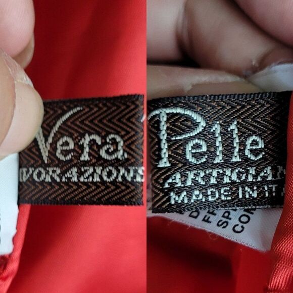 Vtg 80's Womens Athos Jacket Leather Bikercore Sleek Blazer Florence Italy Red L - Picture 13 of 14